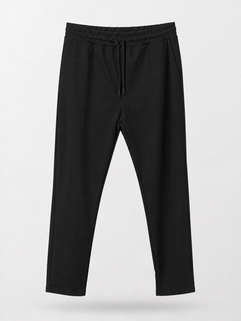 Black drawstring trousers, second view
