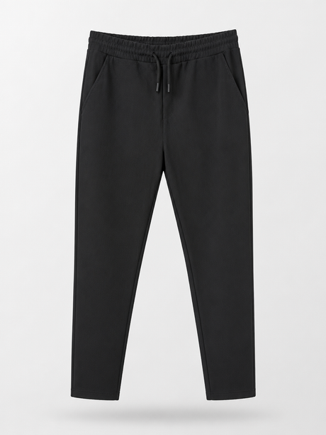 Ribbed Drawstring Trousers in Black