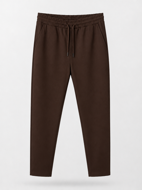 Ribbed Drawstring Trousers in Brown