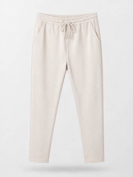 Ribbed Drawstring Trousers in Cream
