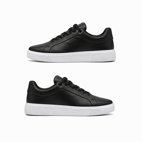 Minimal Leather Sneakers, Black