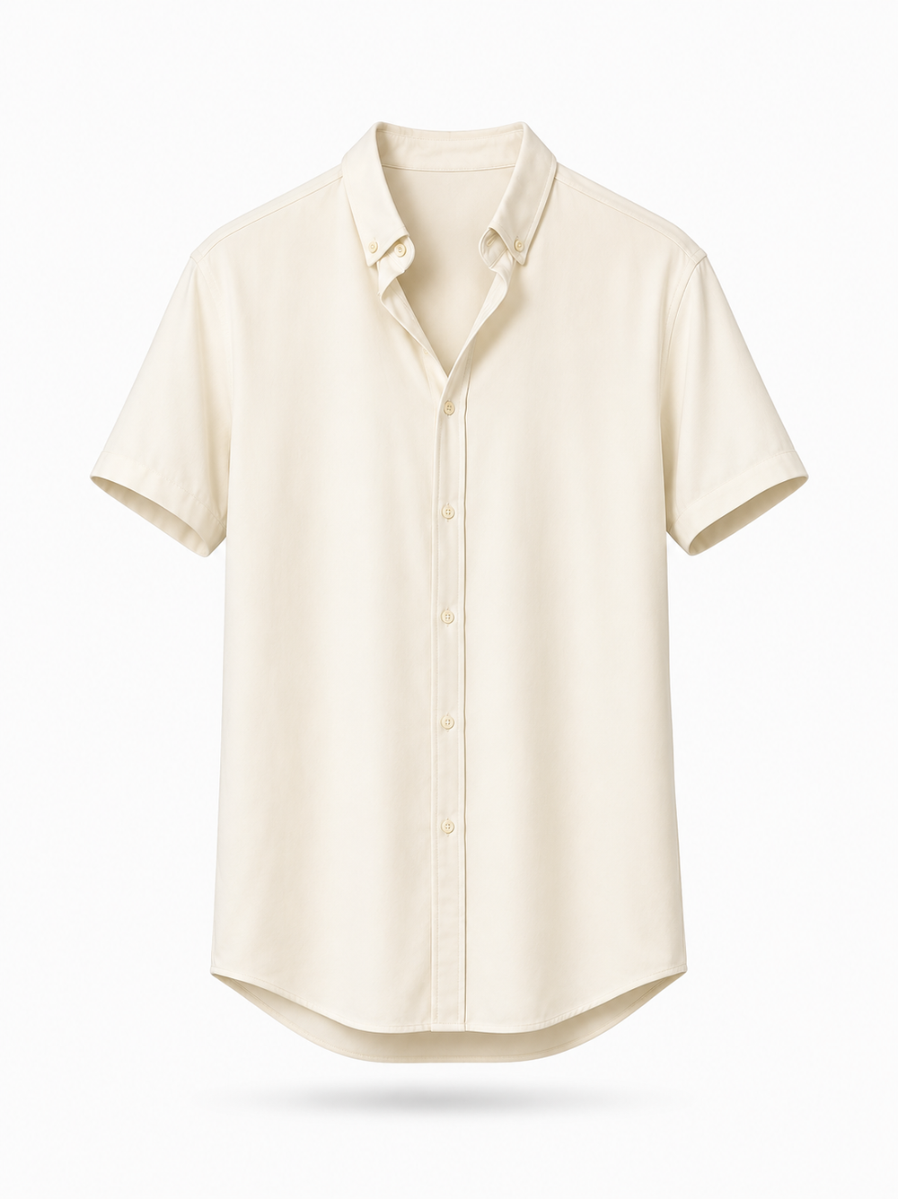 Ivory short sleeve oxford shirt with button-down collar