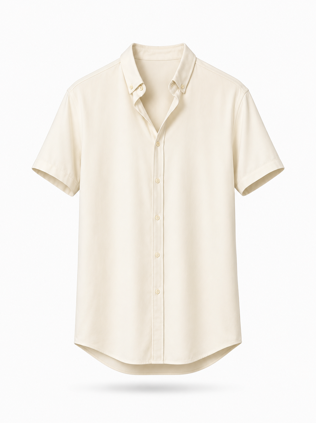 Ivory short sleeve oxford shirt with button-down collar