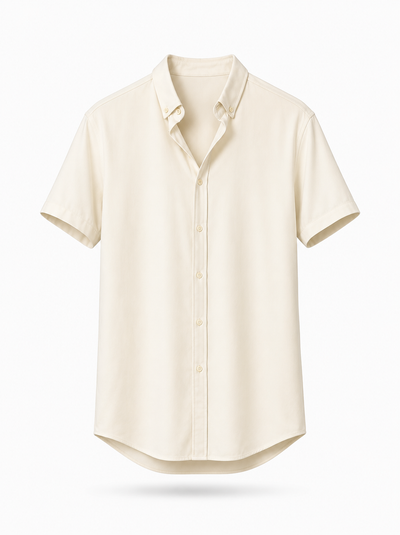 Short Sleeve Oxford Shirt in Ivory