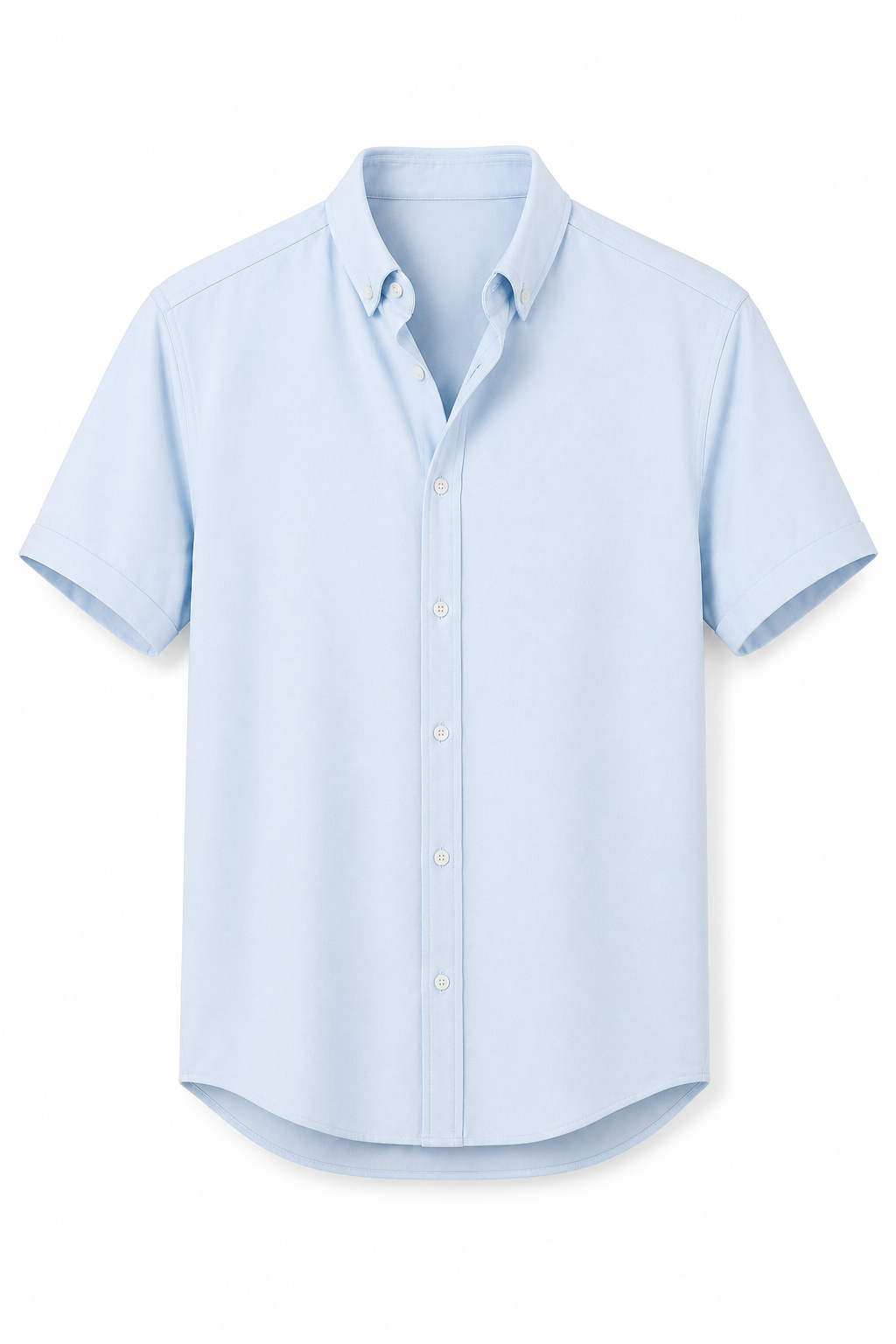 Sky blue short sleeve oxford shirt with button-down collar