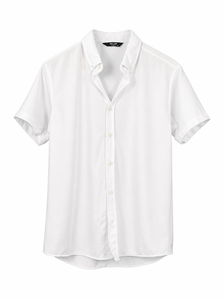 White short sleeve oxford shirt, flat