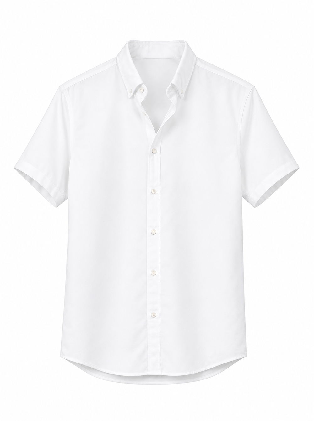 White short sleeve oxford shirt with button-down collar