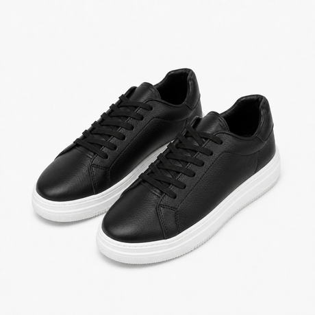 Pebbled Cupsole Sneakers, Black