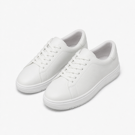 Pebbled Cupsole Sneakers, White